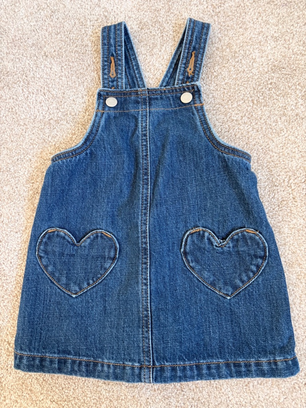 Old Navy Blue Denim Heart Pocket Overall Dress
